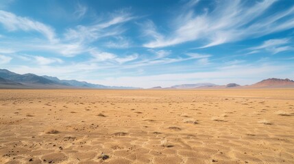 Poster - Serene Desert Landscape with Blue Sky and Clouds