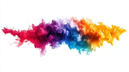 Canvas Print - Colorful smoke cloud design on a white isolate background.