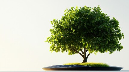 Lush green tree on an isolated background, symbolizing nature and growth.