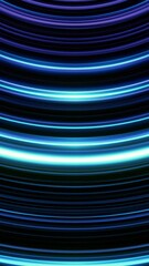 Fototapete - Neon colorful bended lines blinking on black background, seamless loop. Animation. Arc shaped narrow stripes of blue and lilac colors moving and shimmering.