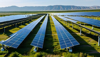 Wall Mural - sunlit photovoltaic array harnessing renewable energy with modern solar panels