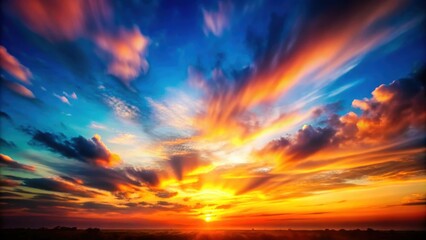 Blurred silhouette of a sunset against a colorful sky with clouds , abstract, sunset, silhouette, blurred, colorful, sky, clouds