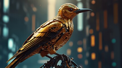 Poster - Golden Mechanical Bird