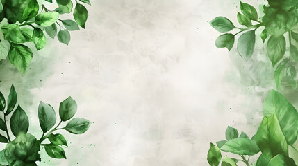 Poster - Green Leaf Frame Background watercolor