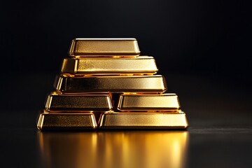 The pyramid of gold bricks conveys a powerful message of strong financial growth, embodying the essence of wealth accumulation