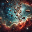 © Graphic ELE - Outer Space Coffee Beans - Unique and Imaginative Imagery of Coffee Beans Floating Weightlessly Among the Stars and Nebulae in Outer Space, Crafting an Unforgettable Cosmic Coffee Experience.