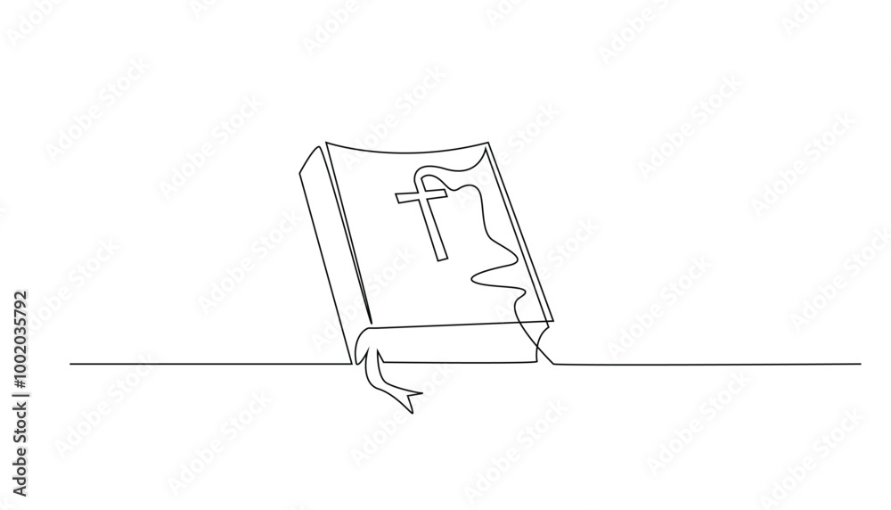 continuous line bible.abstract single line christian bible.line vector ...
