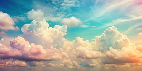 Vintage style sky with pastel colors and fluffy clouds , retro, sky, pastel, clouds, vintage, nostalgia, atmosphere