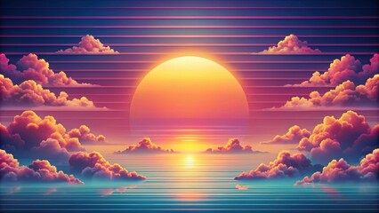 Wall Mural - Abstract retro sky pattern resembling a sunset sky with clouds, retro, sky, pattern, sunset, clouds, abstract