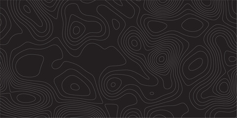 Wall Mural - Abstract white on black background Topographic line map pattern. Contour elevation topographic and textured Background Modern design with black background with topographic wavy patted.	