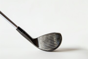 Close-up of a golf club head isolated on a white background. Perfect for sports equipment, golfing, or recreational activity themes.