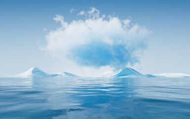 Poster - Cloud and water surface, 3d rendering.