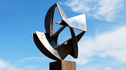 Contemporary Metal Sculpture Against Blue Sky