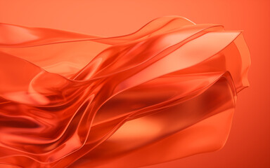 Poster - Transparent red multilayer cloth background, 3d rendering.