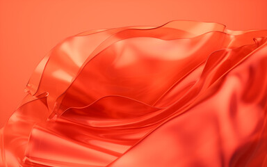 Poster - Transparent red multilayer cloth background, 3d rendering.