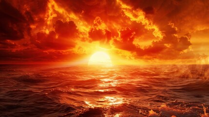 Poster - Vibrant Sunset Over Calm Ocean Waters