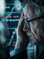 Poster - A powerful documentary-style image showing the emotional toll of market volatility on individual investors, with a focus on their facial expressions during a market downturn