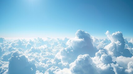 Canvas Print - Serene Blue Sky with Fluffy White Clouds Above