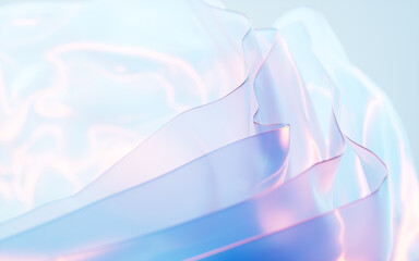 Poster - Flowing gradient transparent multilayer glass background, 3d rendering.