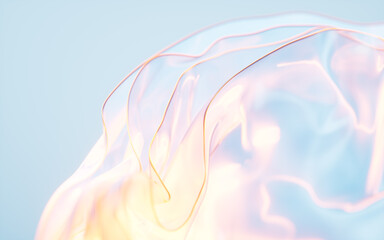 Poster - Flowing gradient transparent multilayer glass background, 3d rendering.