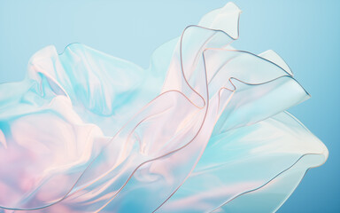 Poster - Flowing gradient transparent multilayer glass background, 3d rendering.