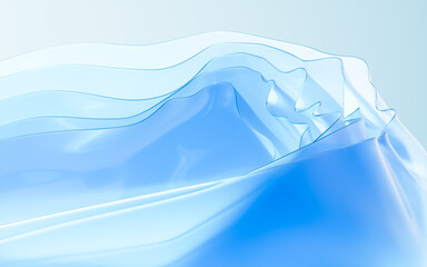 Sticker - Flowing gradient transparent multilayer glass background, 3d rendering.