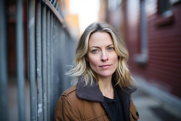 Wall Mural - Portrait of a beautiful woman in the city. Shallow depth of field.