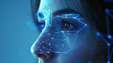 Poster - Futuristic Face with Digital Connections