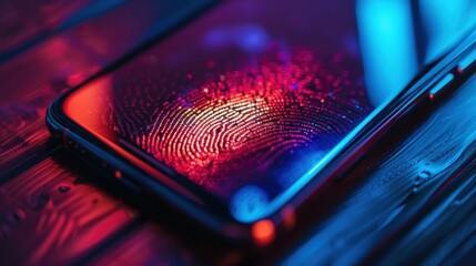 Poster - Colorful Smartphone with Fingerprint and Water Drops