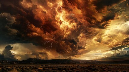 Poster - Dramatic Lightning Strikes Under Ominous Clouds