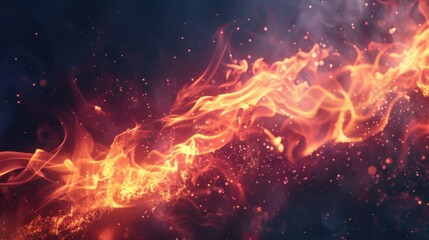 Wall Mural - Vibrant Flames Dancing in Dark Background