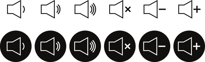Poster - volume control icon. black white outline volume control symbol vector illustration.