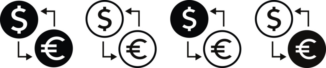 Wall Mural - currency converter icon. euro dollar exchange icon. money transfer symbol vector illustration.