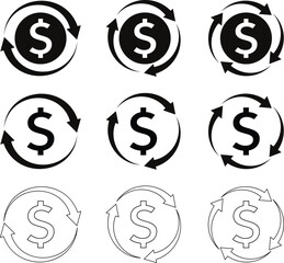 Poster - set of money exchange icon. dollar transfer symbol vector illustration.