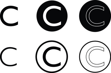 Poster - set of copyright black white symbol vector illustration.