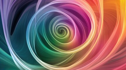 Poster - Abstract lines in rainbow colors swirling in a spiral pattern, creating a dynamic and energetic composition, ideal for creative or tech visuals -