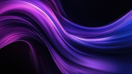 Aufkleber - Curved abstract lines in shades of purple and blue, moving in a wave-like motion across a black background, creating a futuristic and smooth look