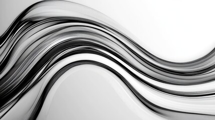 Poster - Minimalistic abstract lines in black and white, forming curved patterns on a grey background, creating a clean and modern design