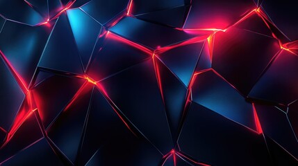 Poster - Sharp, angular abstract lines intersecting on a dark background, with glowing edges in red and blue, evoking a sense of conflict and power -