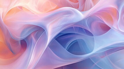 Poster - Soft abstract lines forming overlapping loops and swirls in pastel colors, creating a calming and elegant visual for modern design