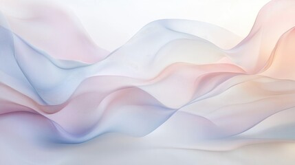 Poster - Soft pastel abstract lines creating a flowing wave-like pattern, set against a white background, evoking tranquility, motion, and light