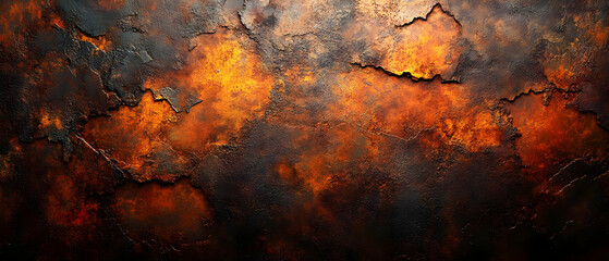 Poster - An abstract blend of orange and black textures with a dramatic, fiery appearance, perfect for artistic backgrounds.