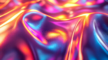 Poster - Colorful abstract wave texture with vibrant light reflections and smooth movement, ideal for backgrounds and design projects.