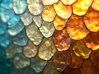 Poster - Colorful abstract scales with a textured surface, vibrant hues creating a stunning visual effect.