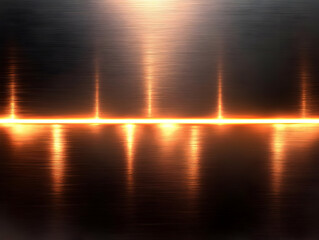 Poster - Abstract metallic background with glowing orange lines creating a dynamic visual effect.