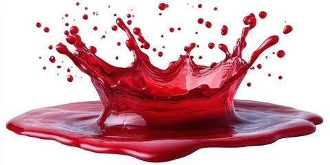 Poster - Red Liquid Splash Isolated on White Background