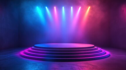 Wall Mural - Illuminated Stage Podium with Colorful Lights