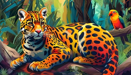 Wall Mural - Vibrant Digital Collage Highlighting Endangered Cat Breeds Against Natural Habitats with Informative Text