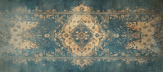 Wall Mural - Ornate Blue and Beige Vintage Carpet Pattern
