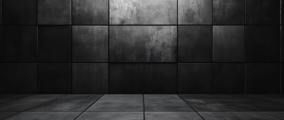 Wall Mural - Minimalist Dark Concrete Staircase with Subtle Lighting
